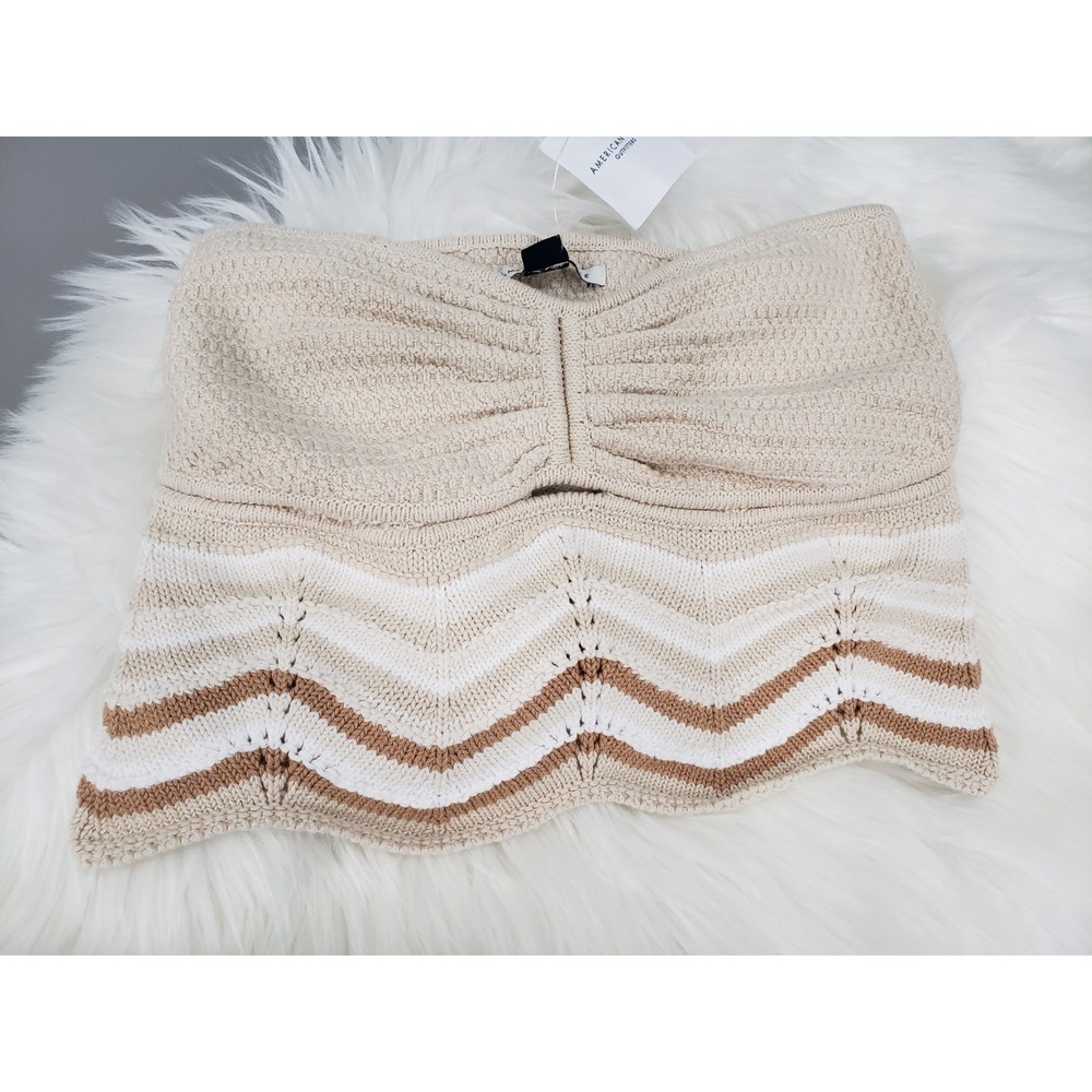 American Eagle Women's Sweater Tube Top‎ Small Beige Boho Hippie Festival